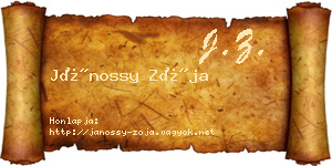 Jánossy Zója névjegykártya